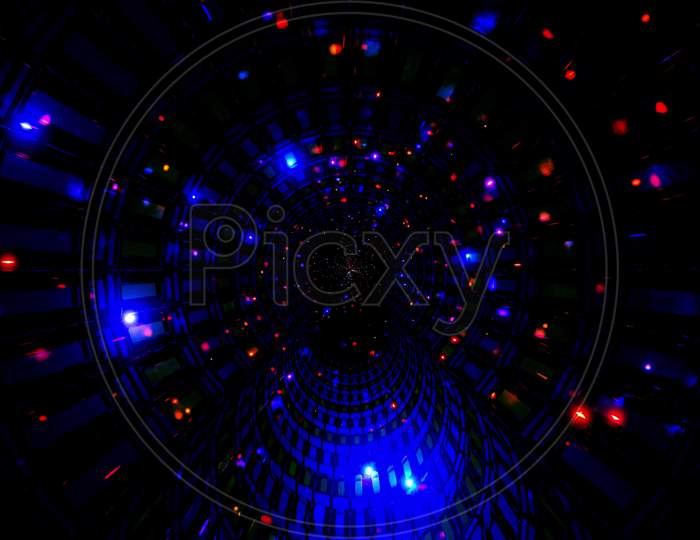 Colorful Reflections Lights Effects Tunnel 3D Illustration Background Wallpaper Artwork