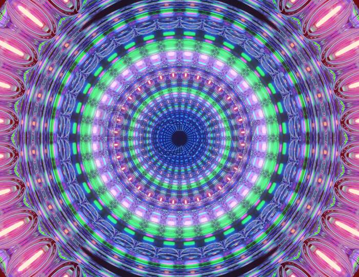 Psychedelic Beaming Fluorescent Elliptical Port 4K Uhd 3D Illustration Background
