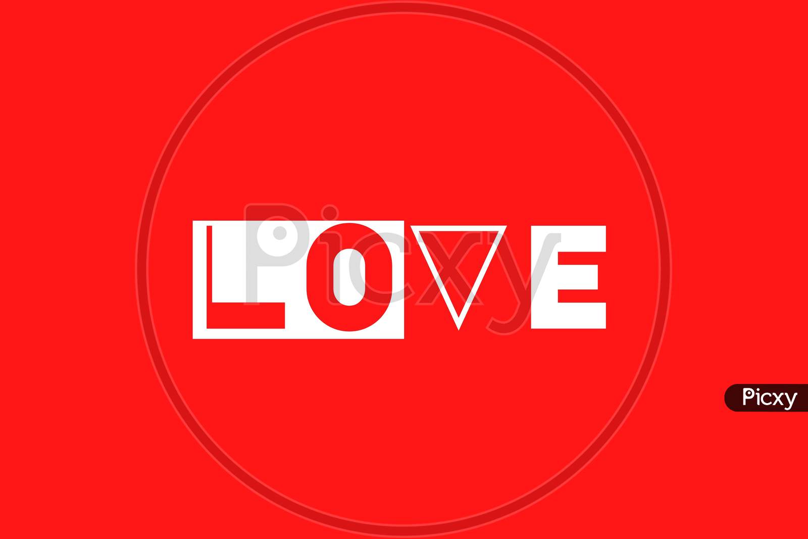 Love Sign Text With Red Background. Design Element For Happy Valentine'S Day.