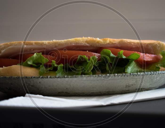 One Fresh Submarine Sandwich In Baguette