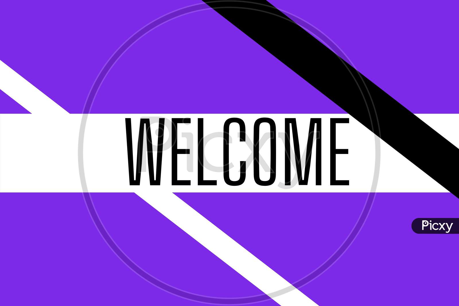 Welcome Poster With Text With Blue Background