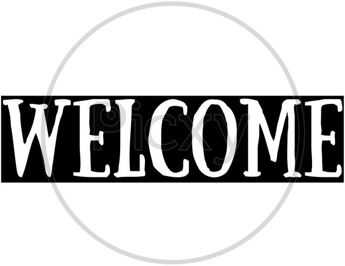 Welcome Poster With Spectrum Brush Strokes On White Background.