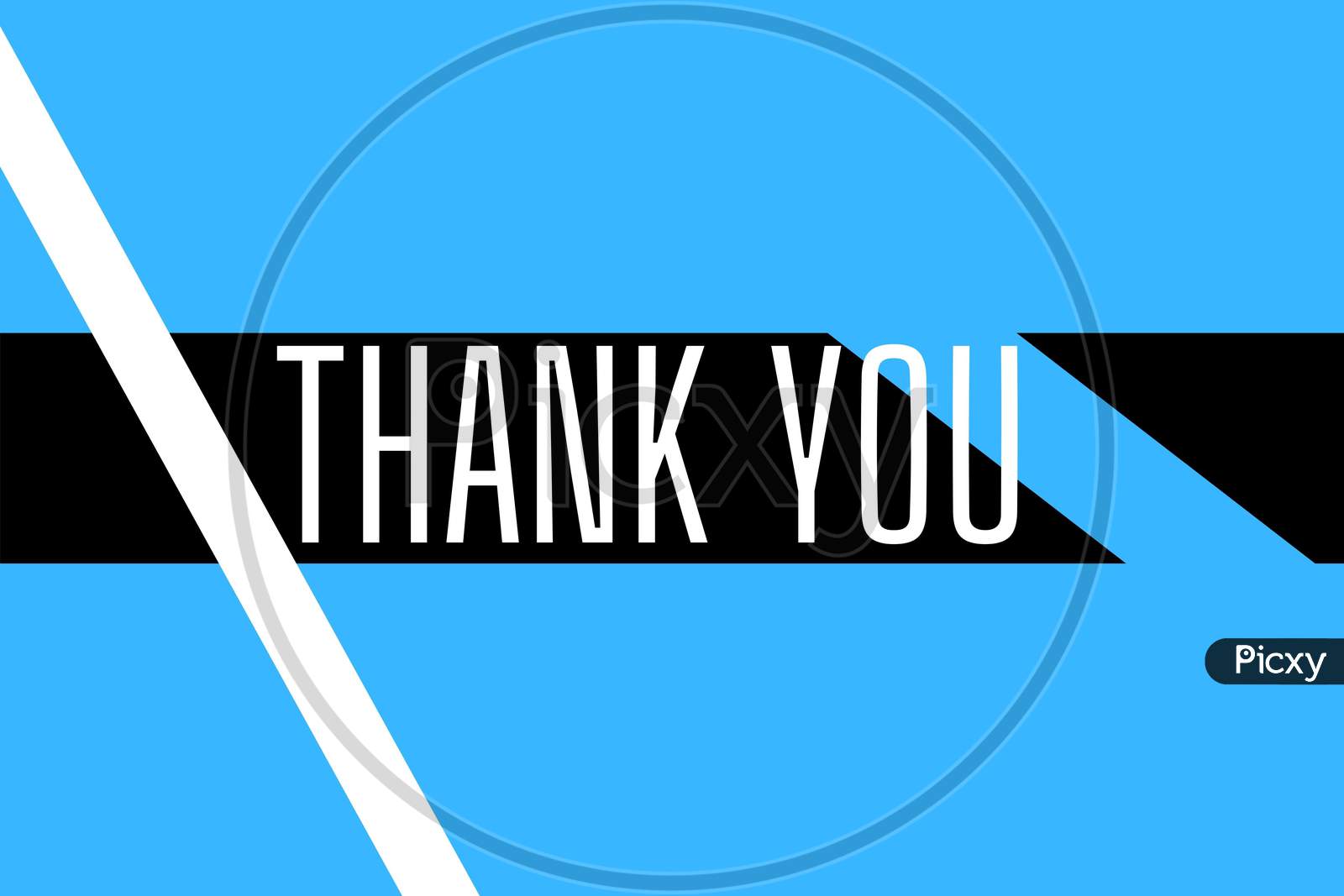 Thank You Poster With Spectrum Brush Strokes With Blue Background