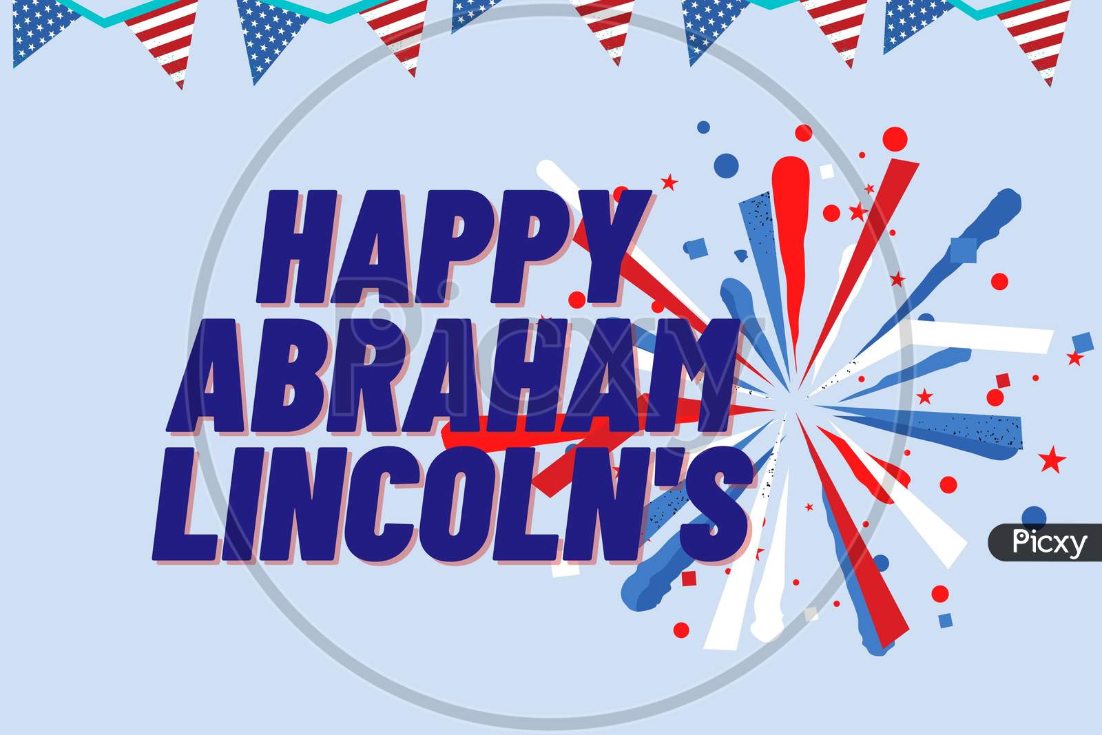 Abraham Lincoln’S Birthday Text With Elements Isolated On Sky Blue Background