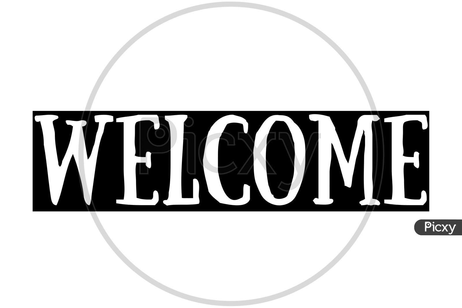 Welcome Poster With Spectrum Brush Strokes On White Background.