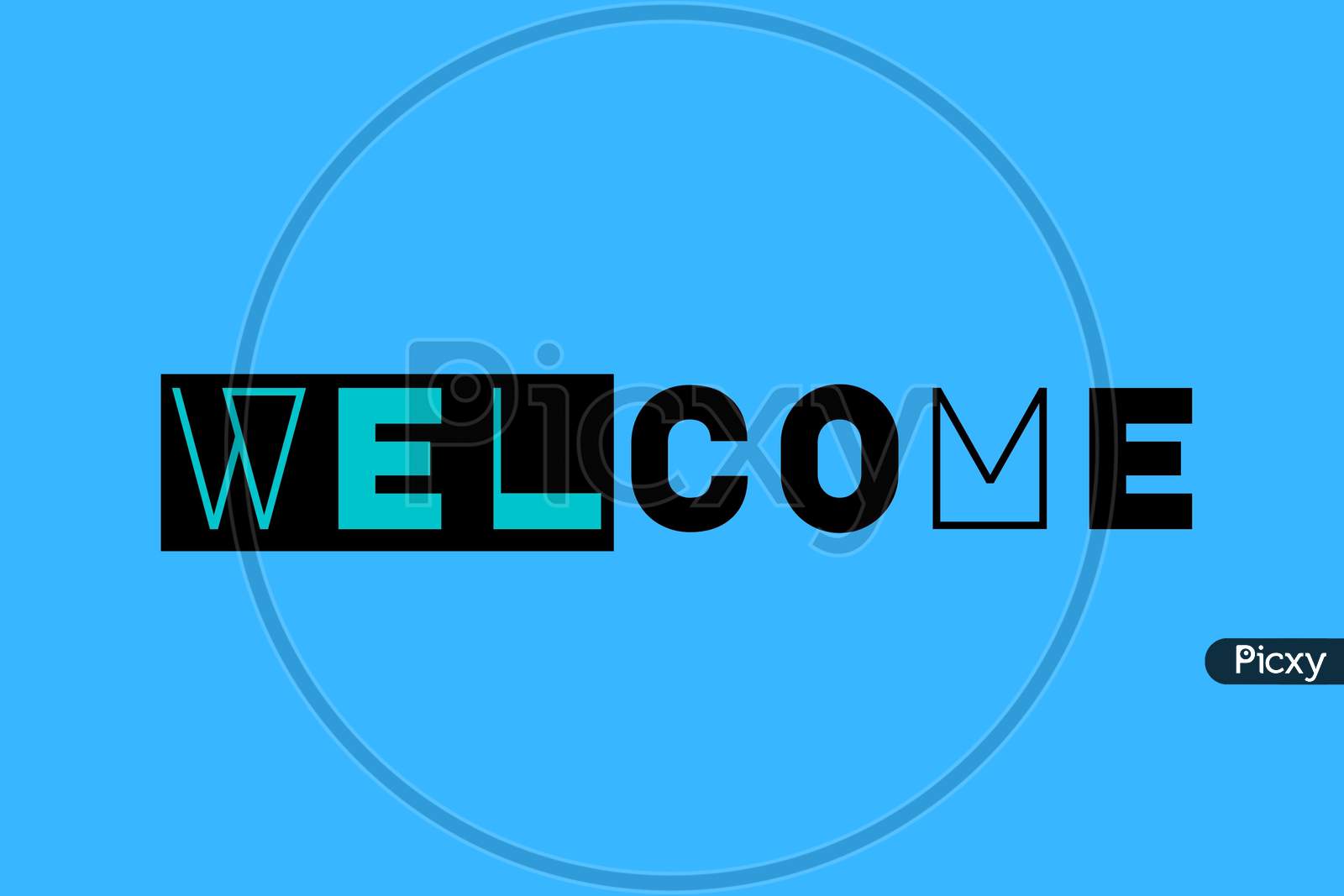 Welcome Poster With Text With Sky Blue Background