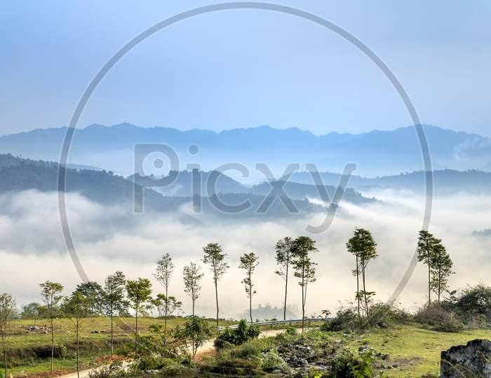 Morning on mountain in Sapa Town, Vietnam.