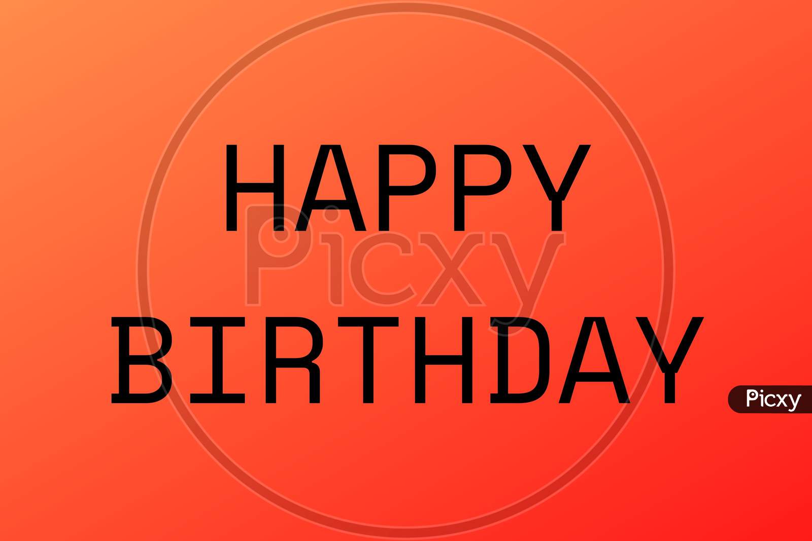 Happy Birthday. Beautiful Greeting Card Black Text Word With Orange Background . Hand Drawn Invitation