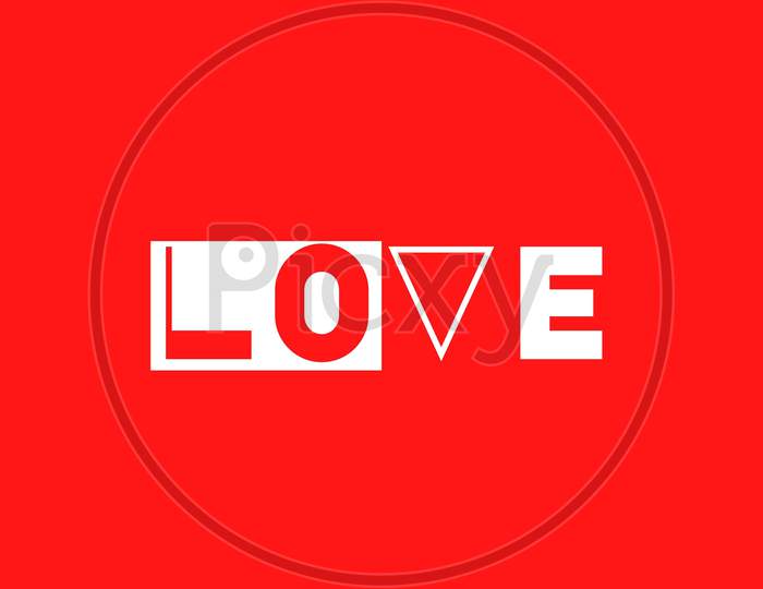 Love Sign Text With Red Background. Design Element For Happy Valentine'S Day.