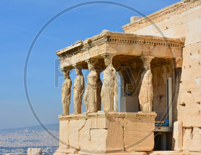 Caryatids In Erechtheum Acropolis Athens Greece