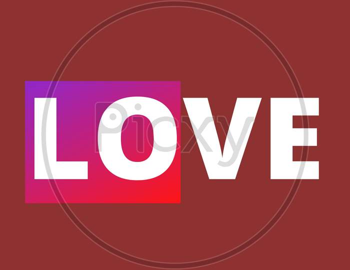 Love Sign Text With Red Gradient. Design Element For Happy Valentine'S Day.