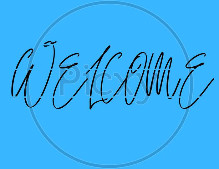 Welcome Poster With Text With Sky Blue Background