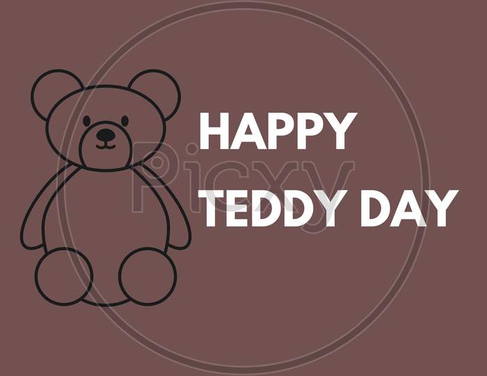 Happy Teddy Day With Teddy And Text Isolated On Brown Background