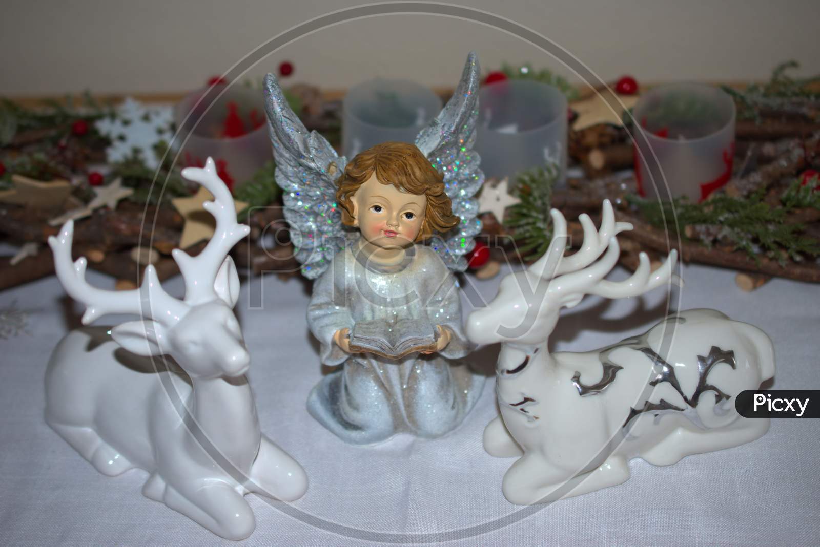 Angel And Deers For Christmas Decoration 21.12.2020