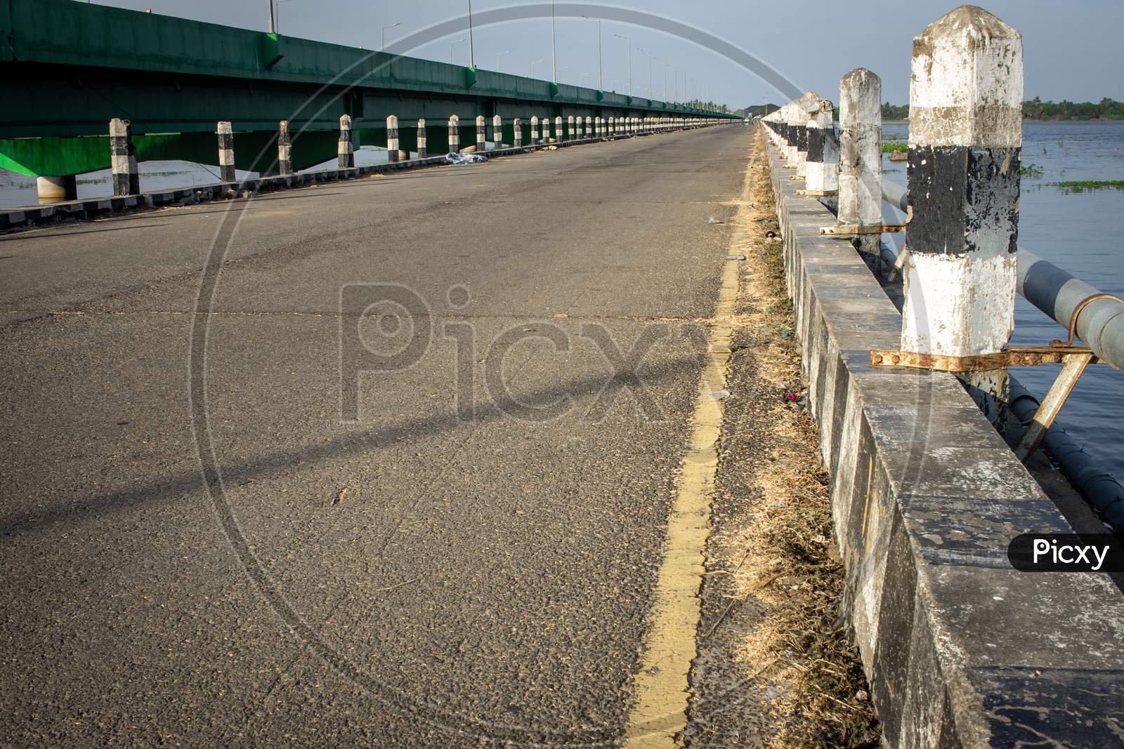 View Of Palar Ecr Bridge Across Palar River In Tamil Nadu, India. Old Abandoned Bridge Across Palar River.