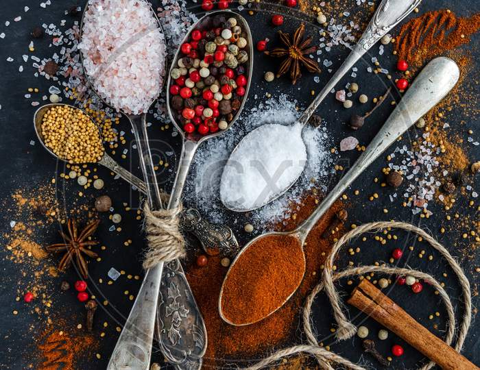 Indian Spices in Spoon