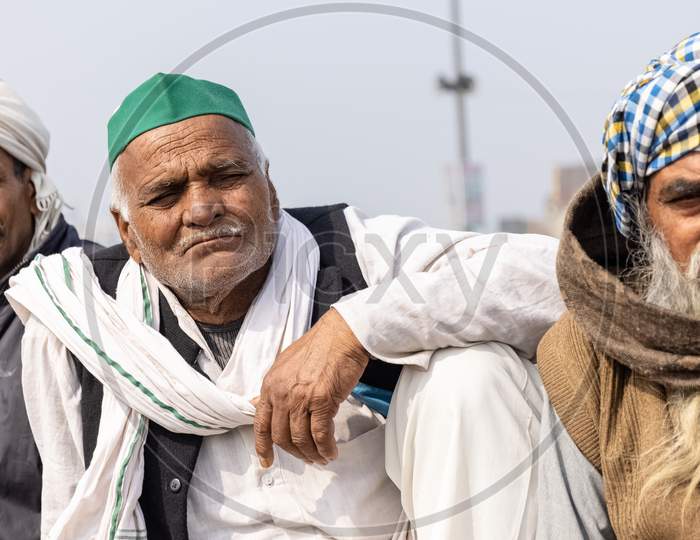 Indian farmer protesting at Ghazipur border