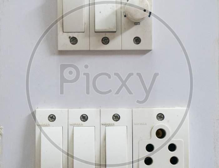 1 socket 5 switch 1 fan regulator connection white extension board