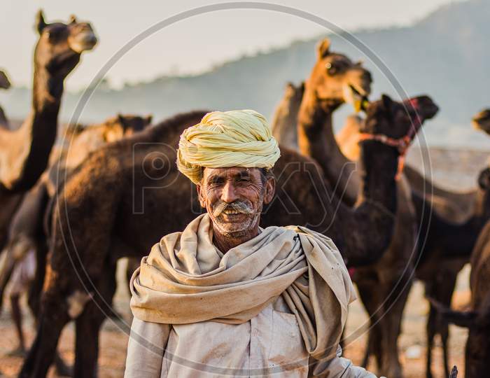 Smiling Portrait Camel Herder