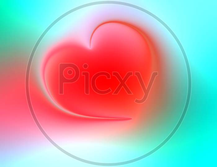 Abstract vector heart with multicolored shaded wavy background with lighting effect and texture, vector illustration,