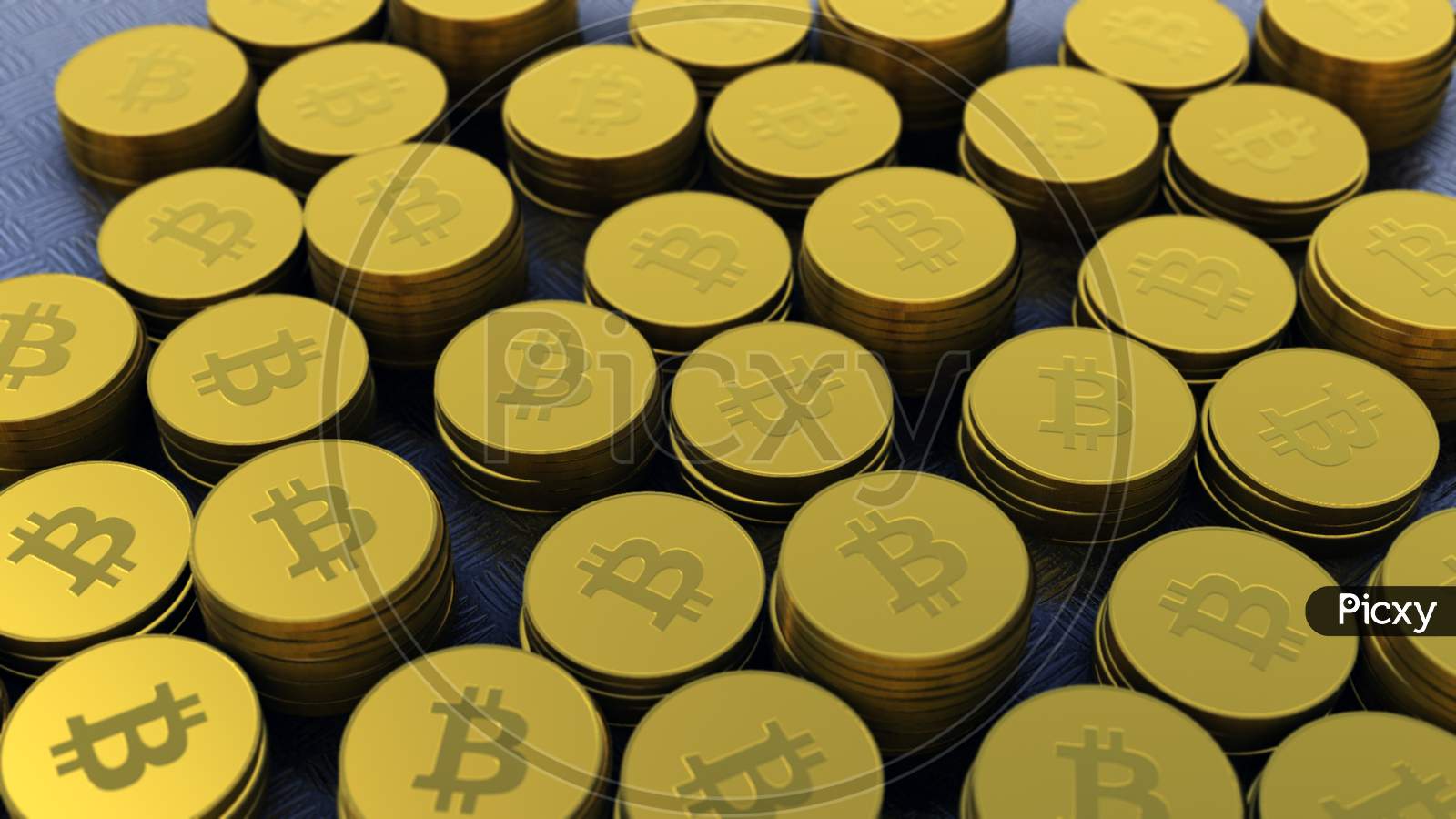 Gold Colored Bitcoins ,Crypto Currency, Bit Coin.Btc Currency, Business And Technology Concept, 4K High Quality .