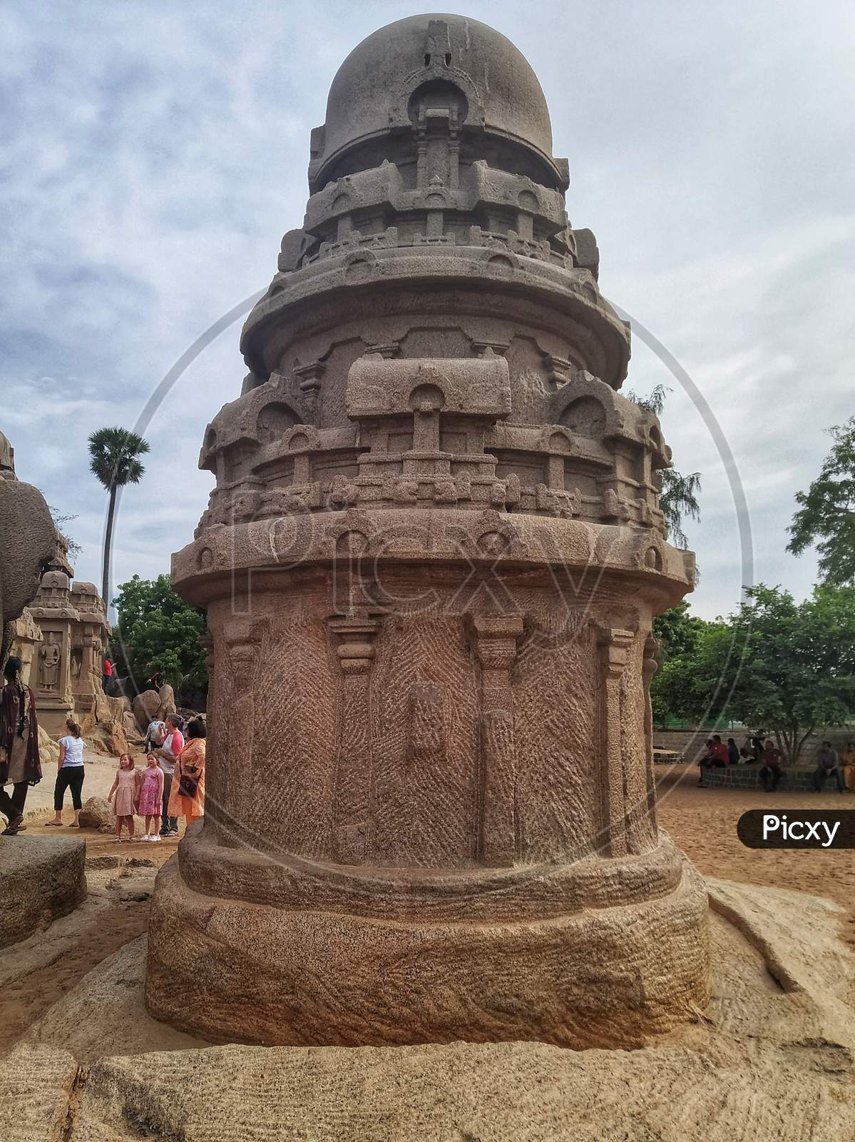 The backside of the Nakula Sahadeva Ratha located at Mahabalipuram, a UNESCO World Heritage Site