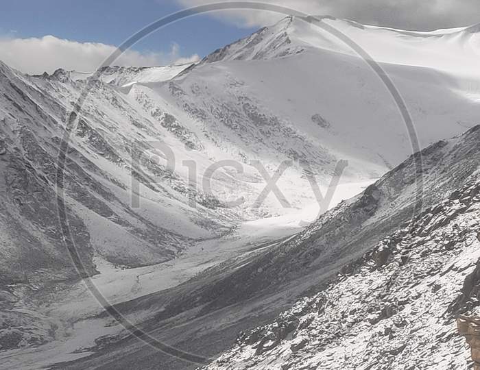snowy mountain valley