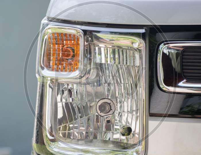 Vehicles Front Head Lamp Close Up Photo.