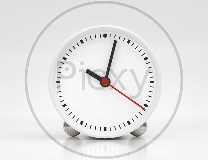 Clock Face With Hour Minute And Second Hands About 10 O Clock On White Background. Object And Equipment Concept. Lately Time Theme. 3D Illustration Render Graphic Design