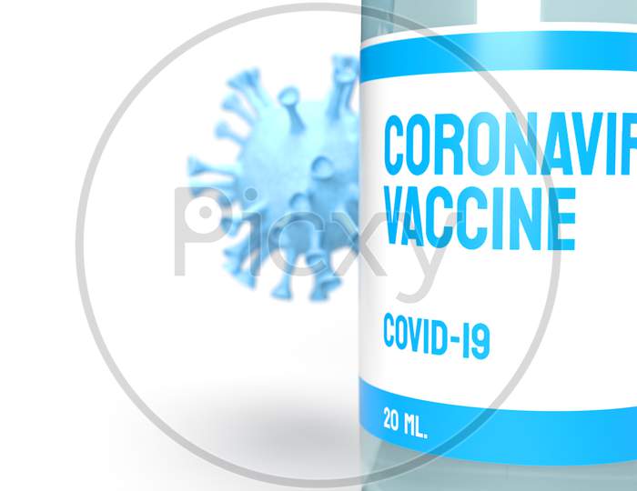 Vaccine Coronavirus For Medical Content 3D Rendering.