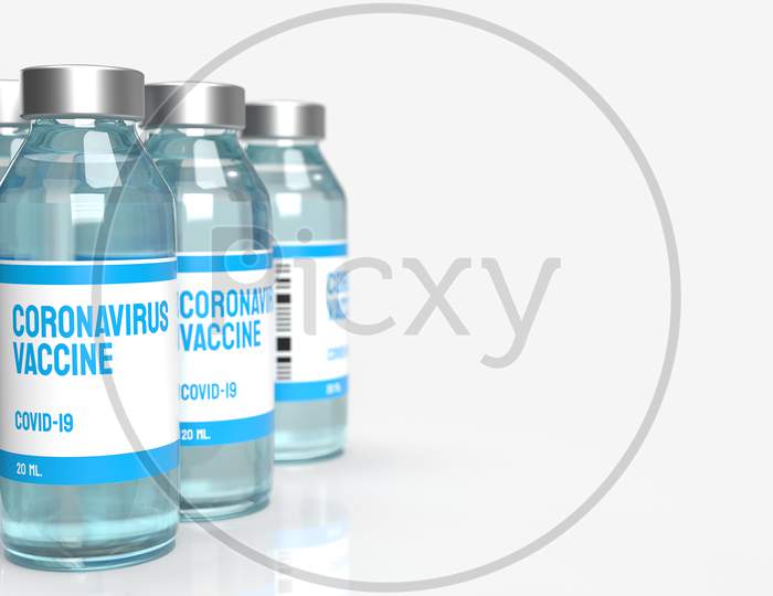 Vaccine Covid 19 For Medical Content 3D Rendering.