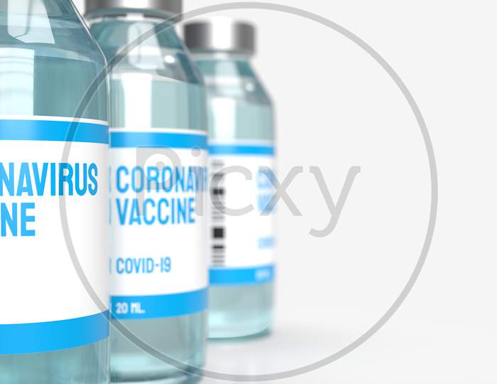Vaccine Covid 19 For Medical Content 3D Rendering.