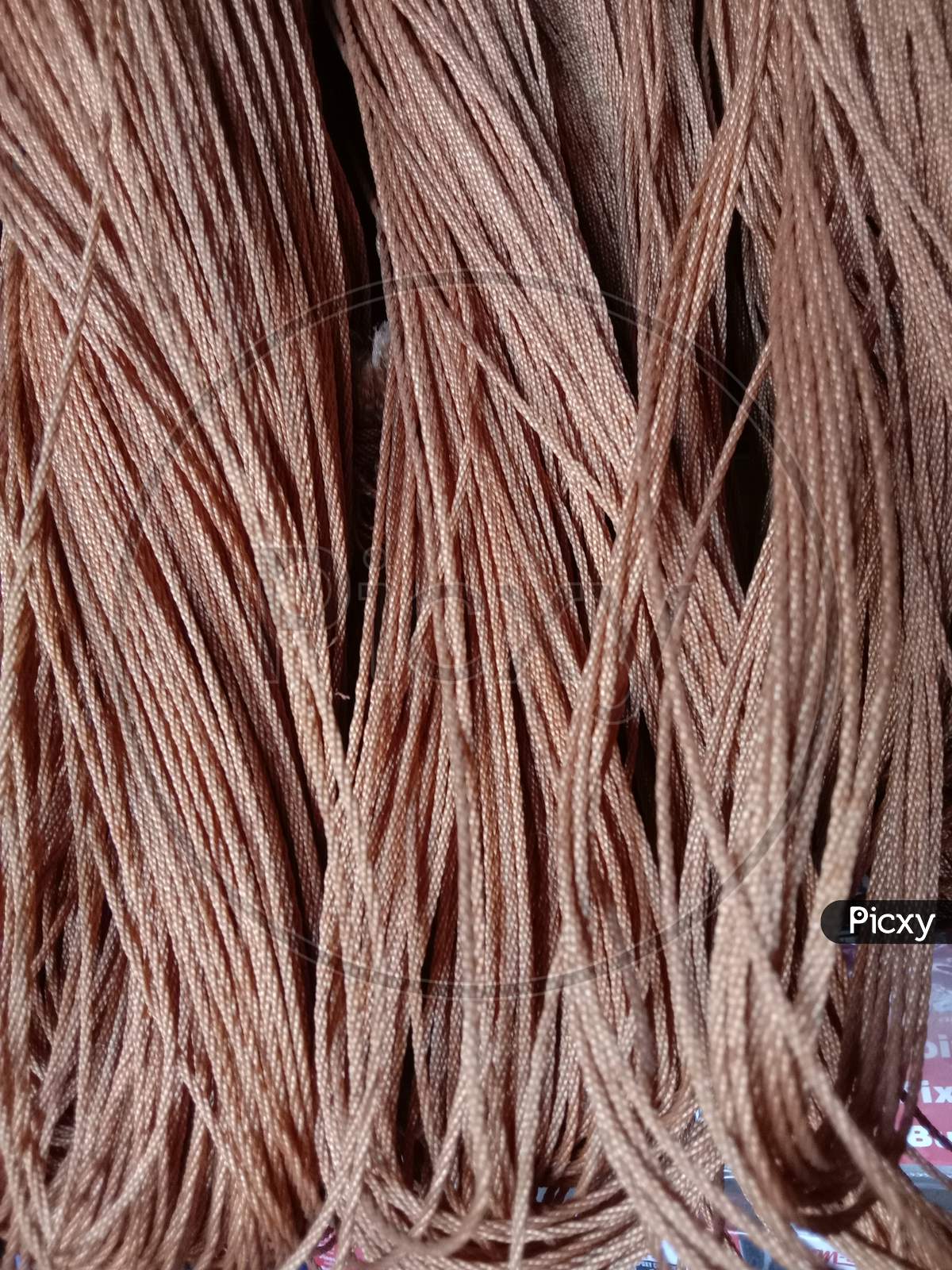 Chocolate Colored Nylon Yarn Closeup