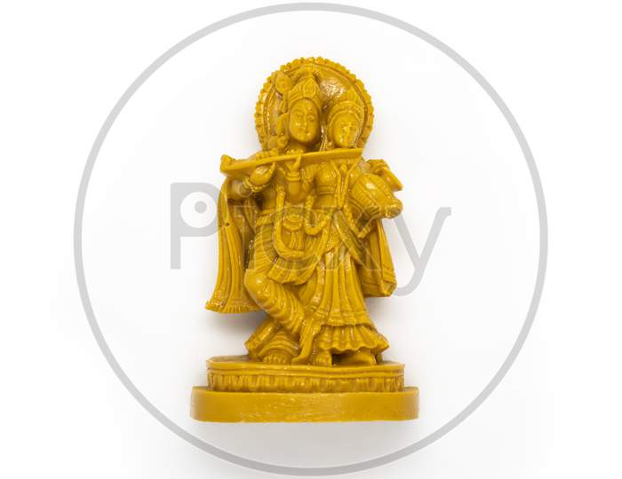 The Statue Of Radha Krishna Is Isolated On A White Background At The Top View