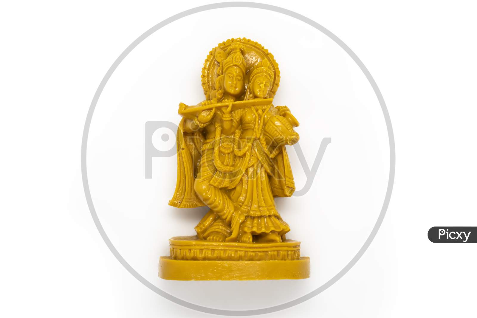 The Statue Of Radha Krishna Is Isolated On A White Background At The Top View