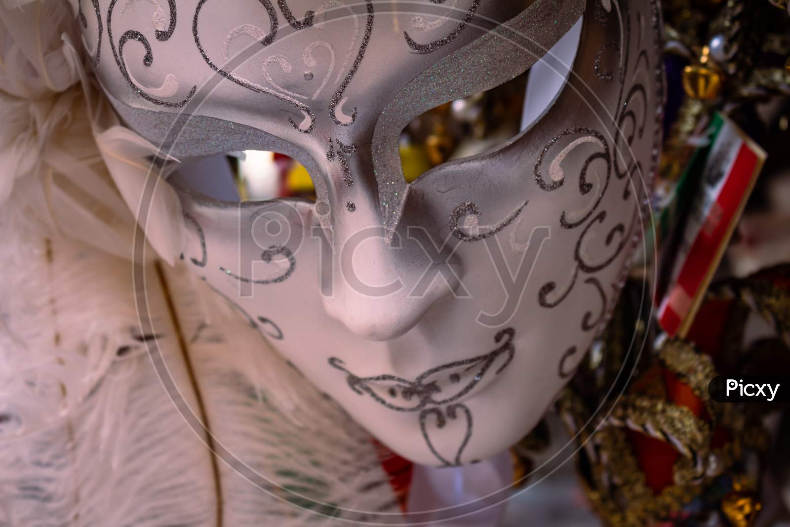 Ancient Carnival Mask. Carnival Celebration In Venice