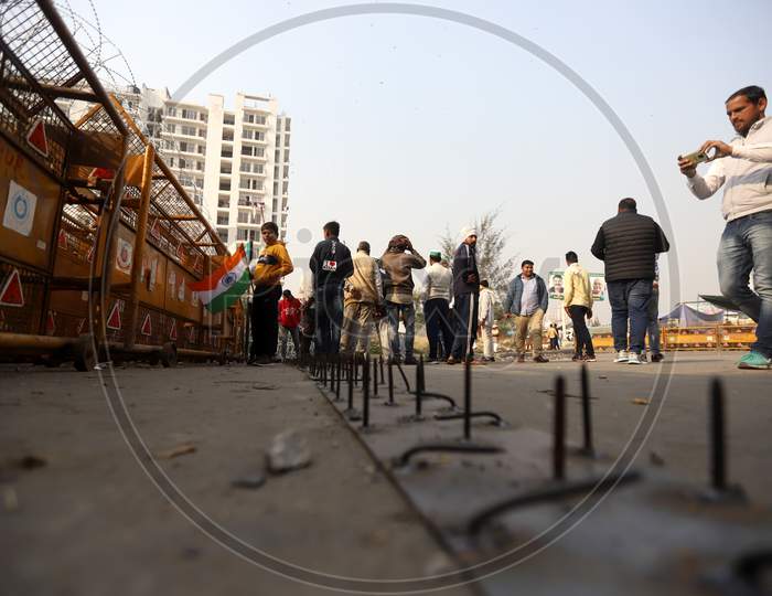 Farmers continue their protest against the central government's recent agricultural reforms at Delhi-Uttar Pradesh border in Ghaziabad on February 2, 2021.