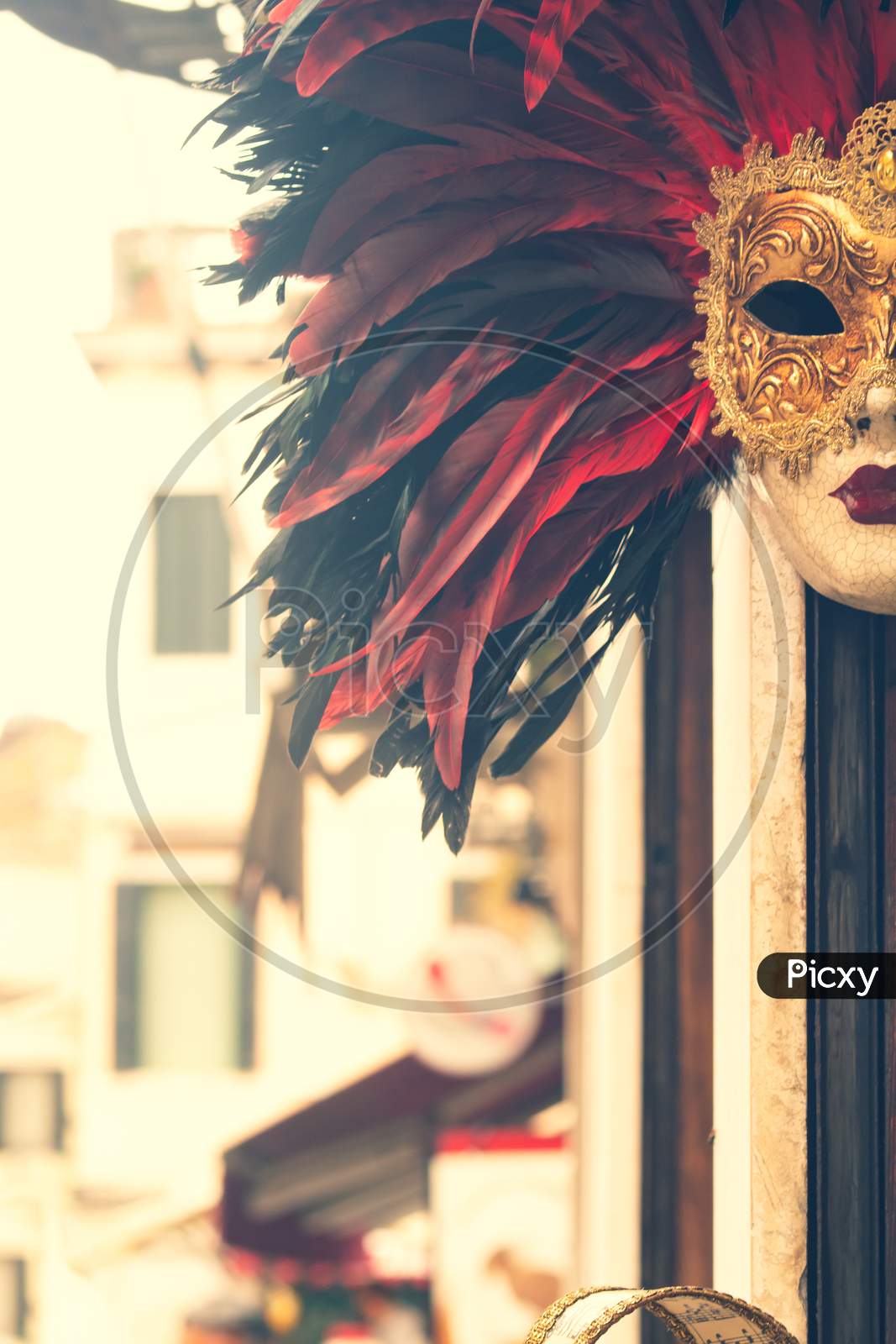 Ancient Carnival Mask. Carnival Celebration In Venice.
