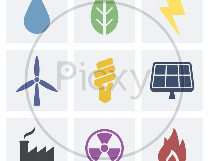 Various Renewable Energy Symbols