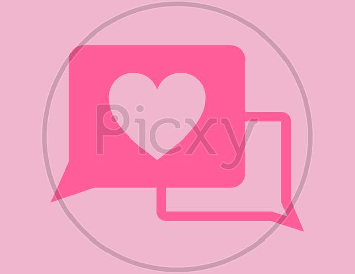 Red Love Speech Bubbles On Pink Background