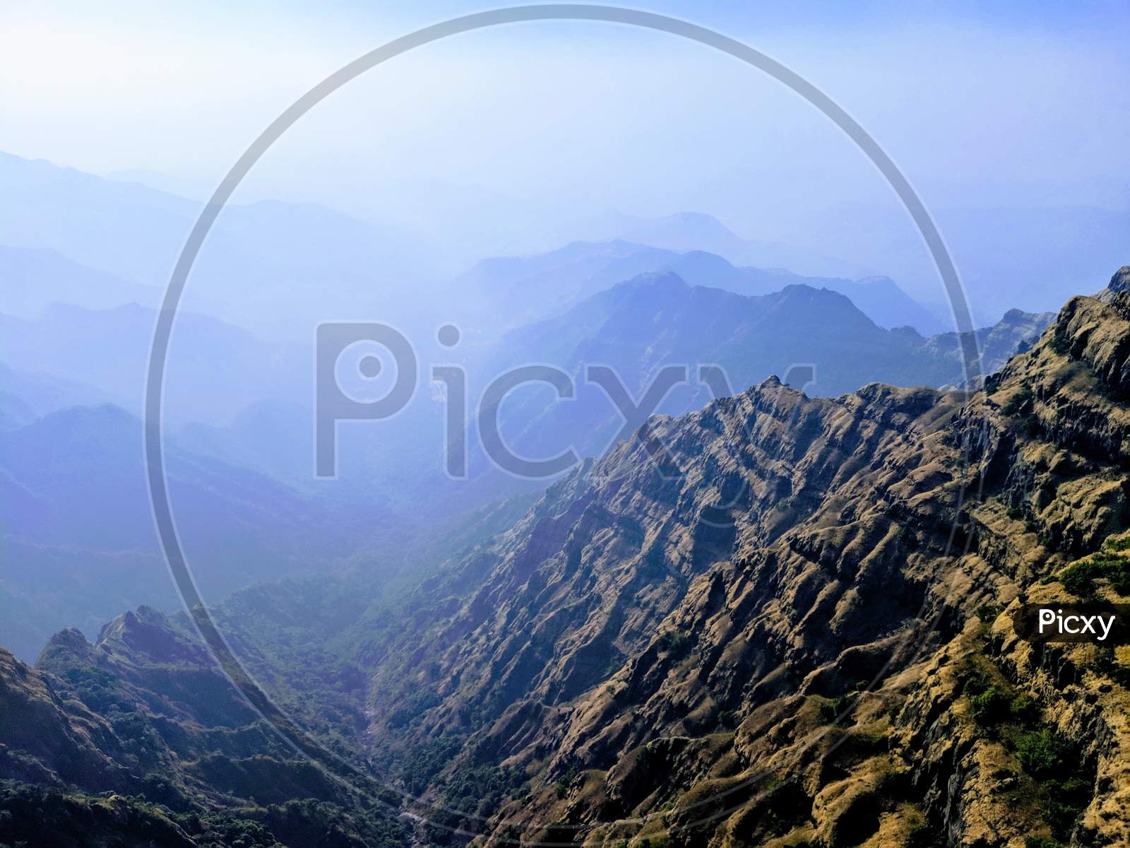 Beautiful view of Sahyadri mountains ranges at Mahabaleshwar.