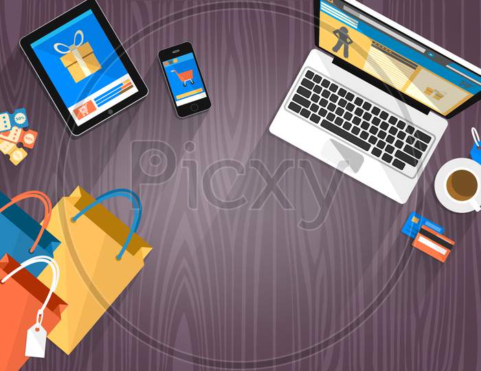 Online Shopping - Devices And Bags With Copyspace