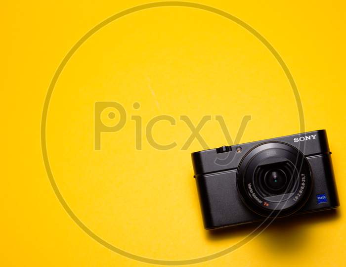 Camera with yellow surface