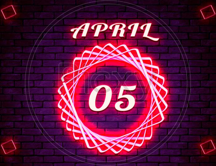 05 April, Monthly Calendar On Bricks Background