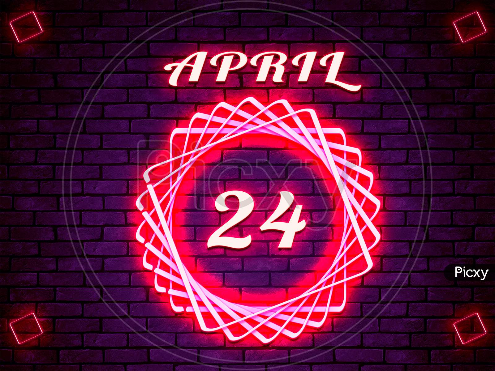 24 April, Monthly Calendar On Bricks Background