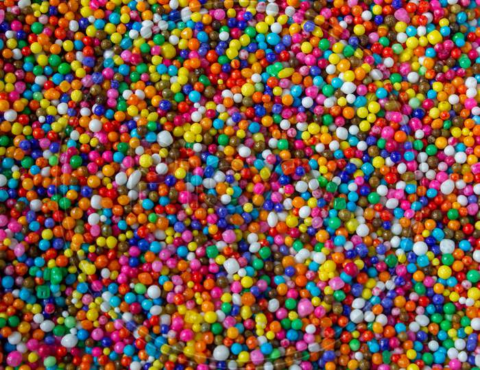 View Of Rainbow Sprinkles Also Know As Sugar Balls.