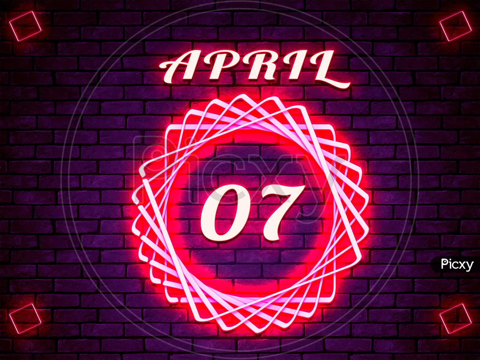 07 April, Monthly Calendar On Bricks Background