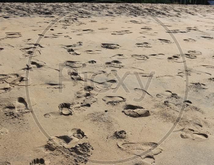 Footsteps on a sandy beach