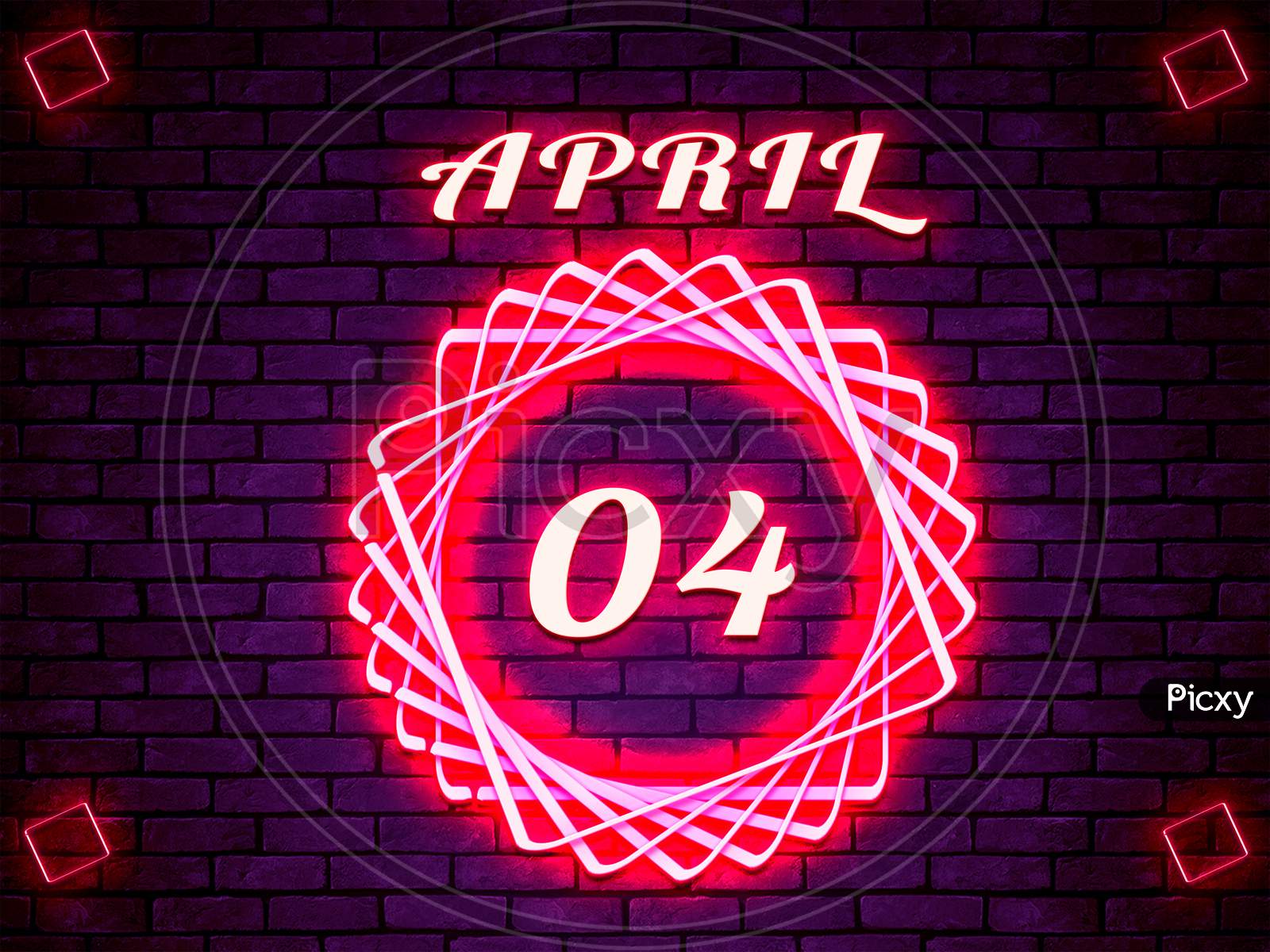04 April, Monthly Calendar On Bricks Background
