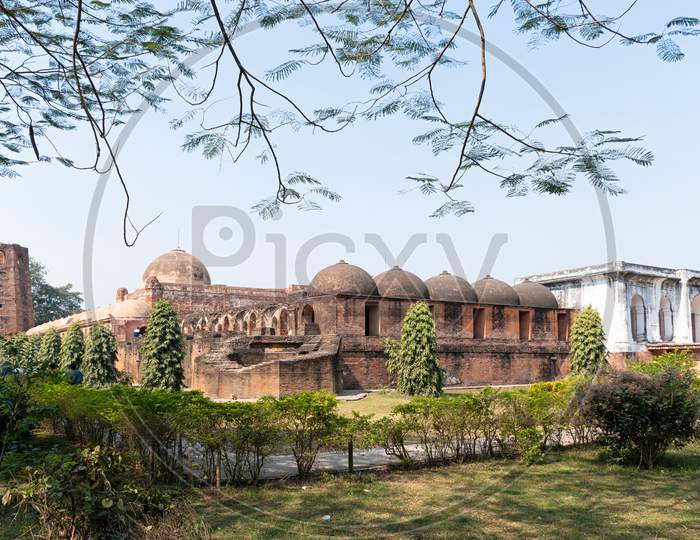 View Of Katra Masjid, One Of The Largest Caravanserais In The Indian Subcontinent. Located At Barowaritala, Murshidabad, West Bengal, India. Islamic Architecture.